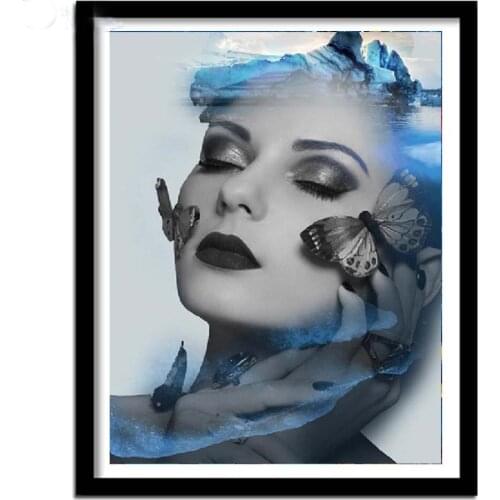 5d diy diamond painting girls and butterflies cross stitch kit embroidery nordic portrait decoration mosaic picture Rhinestone