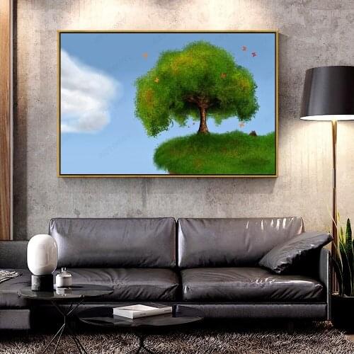 Artcozy Oil Canvas Painting green tree For Home Decoration Wall Art