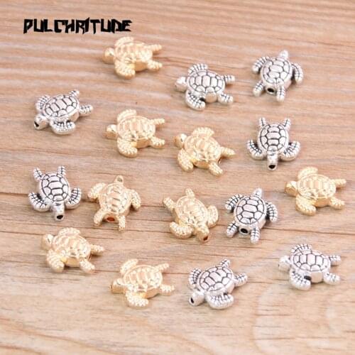 14pcs 12*13mm Two Color Tortoise Turtle Bead Spacer Bead Charms For Diy Beaded Bracelets Jewelry Handmade Making