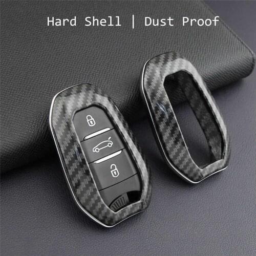 Car Key Case Cover Carbon Fiber Protecetor Cover Parts ForPeugeot 508 ForPeugeot 3008 ForPeugeot 5008Citroen C3 C4 C5DS 357 4S