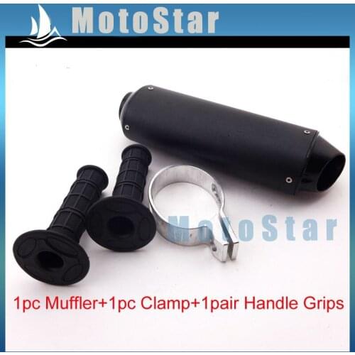 Black Handle Grips + 38mm Aluminum Exhaust Muffler For Chinese CRF50 125cc 140cc 150cc 160cc Thumpstar SSR KLX110 Pit Dirt Bike