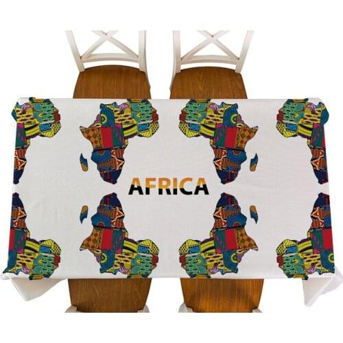 African Style Decorative Cartoon animal elephant character map Table Cloth Cotton Linen Tablecloth Dining Table Cover For Decor