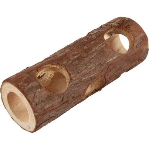 Wooden Animal Tunnel Exercise Tube Chew Toy for Rabbit Ferret Hamster Guinea Pig Hamster Toy Tunnel for Small Pet