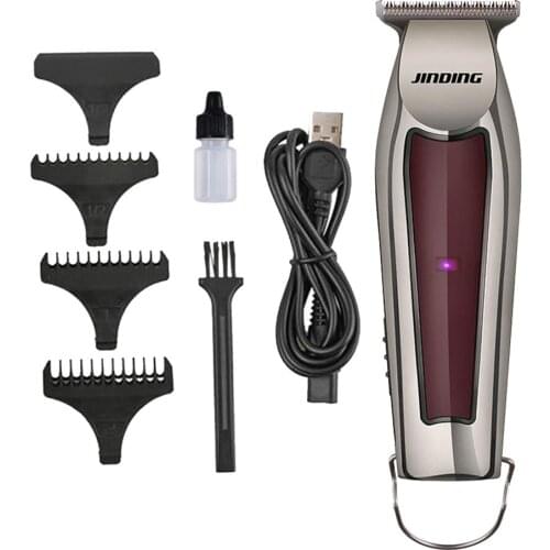 Men Kids USB Rechargeable Electric T-Liner Hair Clippers Beard Trimmer with Guide Combs & Cleaning Brush