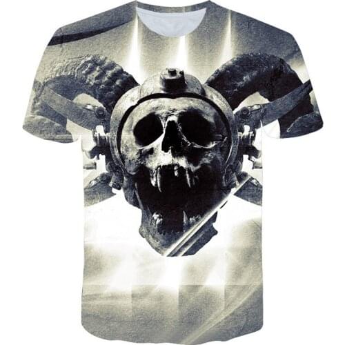 2021 New Skull T shirt Men Skeleton T-shirt Punk Rock Tshirt T shirts 3d Print T-shirt Vintage Gothic Mens Clothing Summer Tops