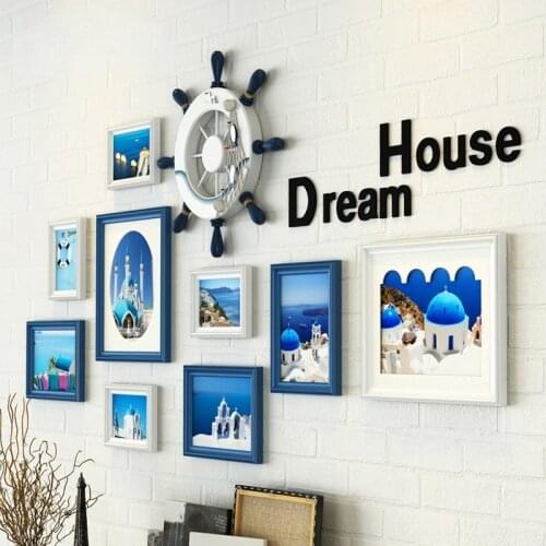 GY Mediterranean Photo Wall Living Room Wall Decoration Corridor Aisle Photo Frame Wall Hanging Photos Creative Combination