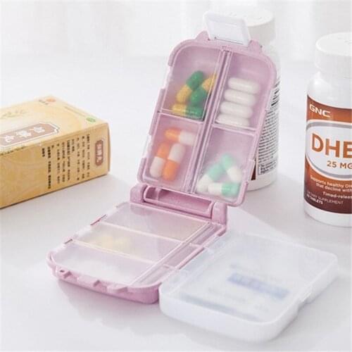 Pill Box Wheat Sealed 10 Grids Pill Container Organizer Health Care Drug Travel Divider 7 Day Pill Storage Bag Travel Pill Cases