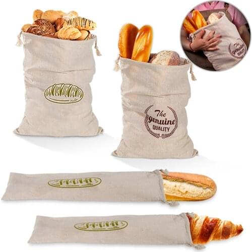 Linen Bread Bags Reusable Drawstring Bag Bread Storage Linen Bags For Baguette