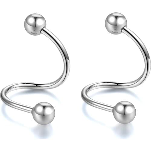 Fashion S Shape Piercing Cartilage Sterling Silver Stud Earrings Daith Rook Tragus Piercing 8mm