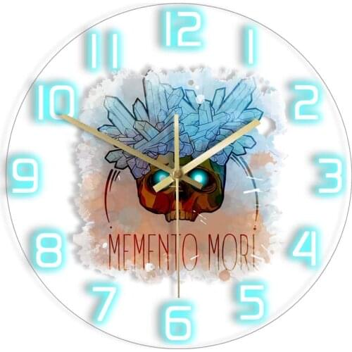 Memento Mori Skull Head Death Art Acrylic Printed Wall Clock Gothic Home Décor Macabre Artwork Skeleton Head Silent Quartz Clock