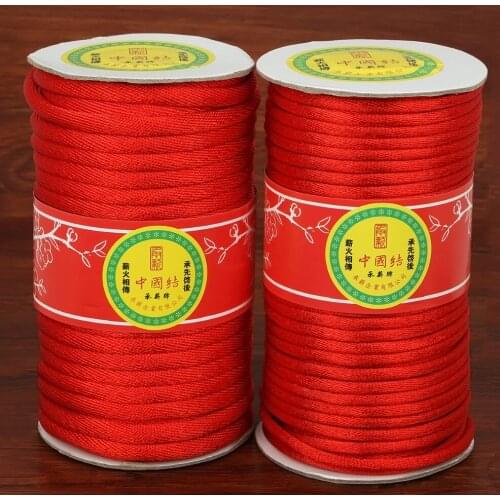 22-43 Yards Durable 5-7mm Chinese Knot Cord Red Color Nylon Waxed Thread Cord for DIY Handicraft Tool Hand Stitching Thread
