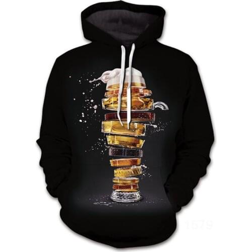 New off white handsome hoodies 3D Print Beer French fries Hamburger Sweatshirt brand design Casual Pullover men/women Jacket
