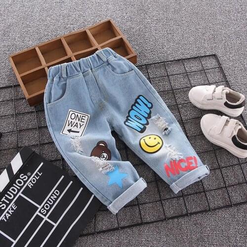 New Design Good Quality Factory Price Fashion Hot Selling Childrens Personalized Pattern Letter Print Loose-Fit Jeans