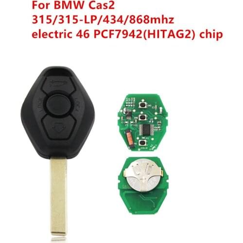 5pcs remote key 3 button with 315/315-LPmhz/433MHZ/868mhz with electric 46 PCF7942(HITAG2) chip for BMW 5 Series CAS2 systerm