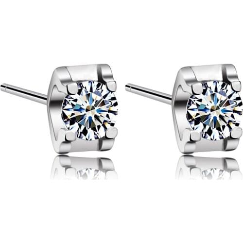 New Design High Quality silver color Zircon Stud Earrings Fashion Jewelry For Women Anti-allergic Earring