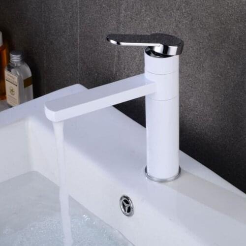 Vidric Hot Cold Mixer White Faucets Black Bathroom Basin Sink Tap Deck Mounted Vessel Sink Faucet Mixer ELK1410S