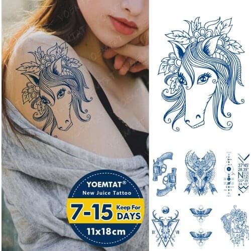 Juice Lasting Ink Tattoos Body Art Waterproof Temporary Tattoo Sticker Indian Moon Deer Tatoo Arm Fake Tribal Arrow Tatto Women