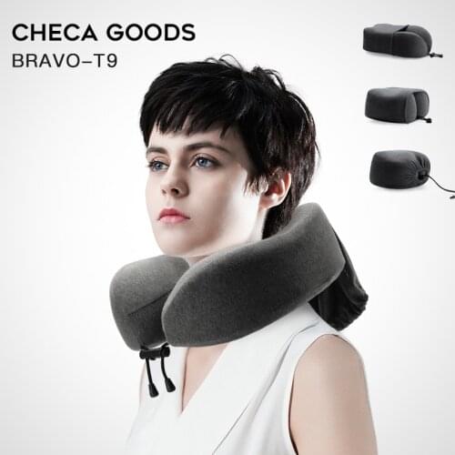 CHECA GOODS Travel Pillow 100% Memory Foam Neck Pillow Comfortable & Breathable Cover Machine Washable Airplane Travel u shaped