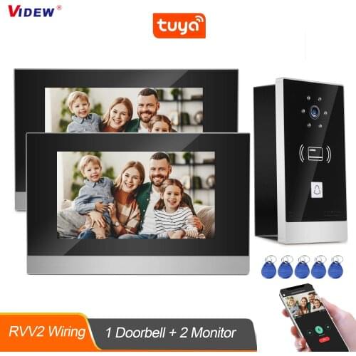 VIDEW 7 Inch Video Intercom System 2 Wires Tuya Smart Doorbell with Camera and 2 Monitors Door Phone Entry System for Villa Home