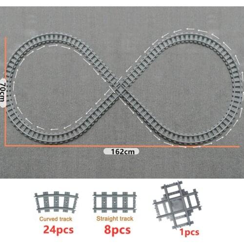 Train Tracks Train Station Bus Stop City trein 4519 Cross Track Straight Curved Railway Building Block Brick Station Model Rails