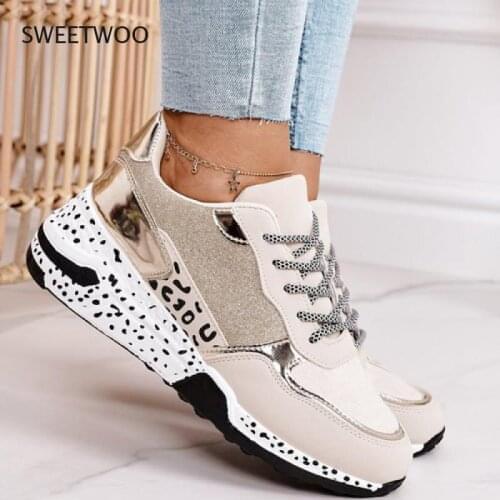 Women Sneakers 2021 Leopard Print Lace-Up Womens Vulcanize Shoes Platform Sports Ladies Sneakers Breathable Plus Women Shoes