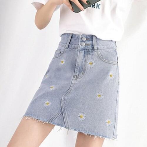 2020 Summer Skirts Womens Harajuku Sexy A-line Woman Jeans Short Skirt High Waist Denim Skirt Jean Korean Fashion Clothing