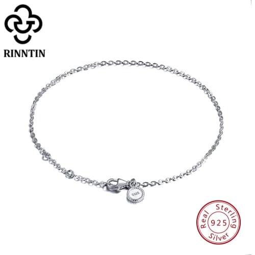 Rinntin Genuine 925 Sterling Silver Bracelet Women Silver Luxury Chain & Link Bracelets Girls Wedding Party Jewelry TSB29