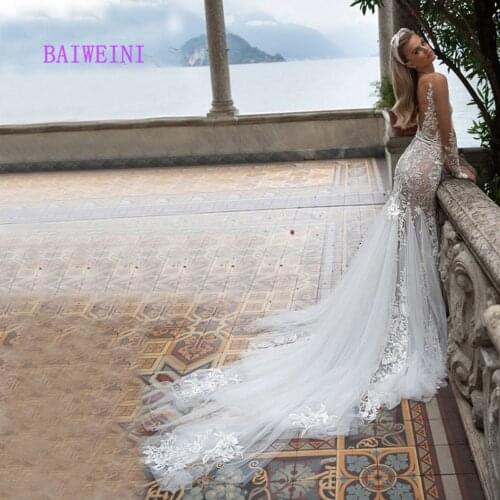Robe de mariee New arrival Sexy Simlple Wedding Dresses 2021 Mermaid Embroidery Appliques Wedding Gowns vestidos de noiva