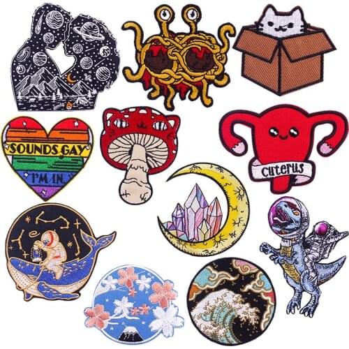 Pulaqi 10PCS Patches On Clothes Wholesale Patch Iron On Patches For Clothing Punk Hippie Cartoon Wholesale Dropship Custom Patch