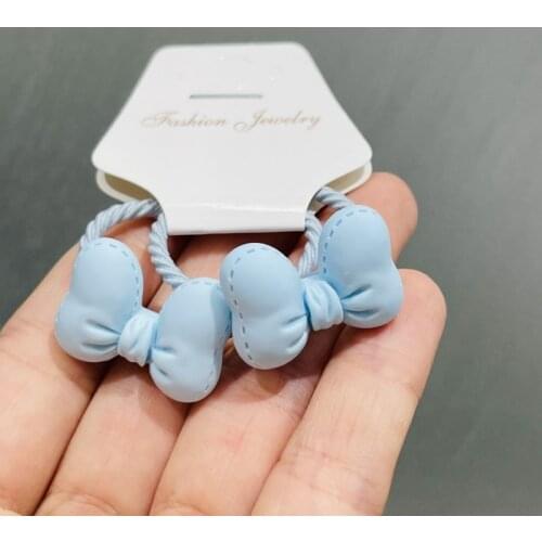 2Pcs/Set Candy Color Bow Hair Accessories Children Rubber Bands Scrunchies Elastic Hair Bands Girls Decorations Ties Kids Gift