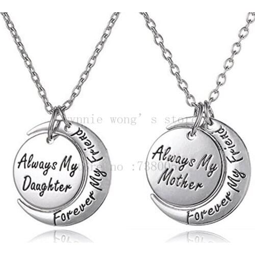 2016 hand stamped Jewelry "Always My Daughter Forever my Friend/Always my Mother Forever my Friend" Two Piece Pendant Necklace