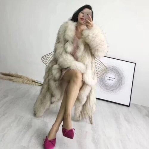 2020 winter Korean women thick warm long faux fur coats ruffles inmitation fox fur overcoats A122