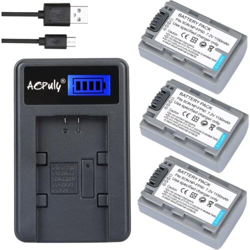 3pc NP-FP50 NPFP50 NP FP50 NP-FP51 NP FP51 Camera Battery + LCD USB Charger For Sony ACC-TCP5 VQP1 BC-V500 DCR-HC16 HDR-HC3 HC30