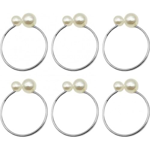 6pcs Napkin Rings Hotel Table Iron Wire Towel Buckle Pearl Napkin Ring Napkin Ring Cloth Ring Napkin Buckle Table Decoration