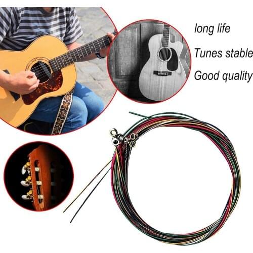 6Pcs/set Rainbow Colorful Guitar Strings E-A For Acoustic Folk Guitar Musical Instruments