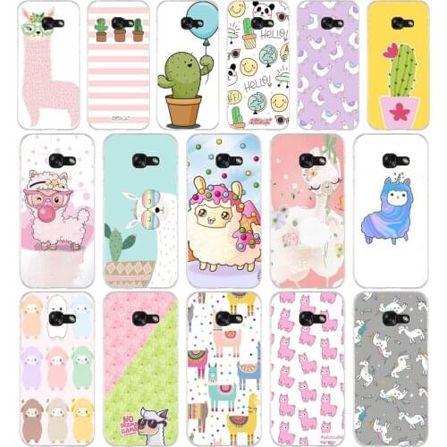 103AA Cute Llama Alpaca Animals Cartoon Colorful Soft Silicone Tpu Cover phone Case for Samsung A3 A5 A7 A8 2016 2017 2018 A50
