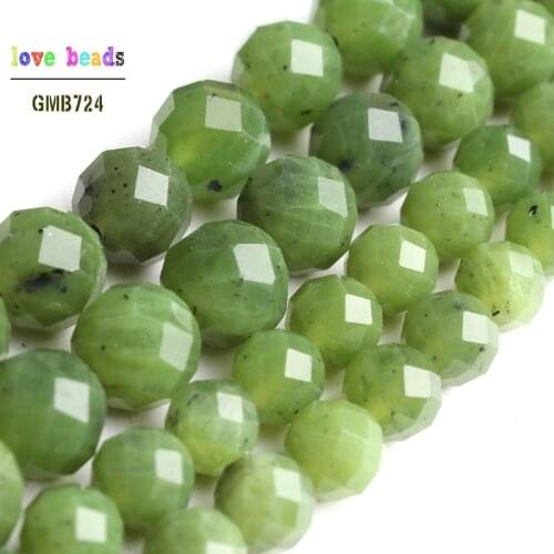 AA+ Natural Faceted Canadian Jades Stone Round Beads for Jewelry Making Diy Bracelet Necklace 7.5'' strand 6mm 8mm