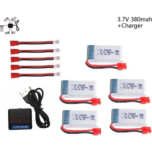 3/4/5PCS 3.7V 380mah Lipo Battery For SYMA X5A-1 X15 X15C X15W Quadcopter RC parts 3.7V 380 mah battery with charger 5 in 1 Kit