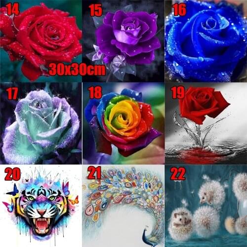 Daimond Painting Full Square/Round Drill Red Rose 5D Diamond Rhinestone Embroidery Painting Cross Stitch Kit Mosaic 30X30cm
