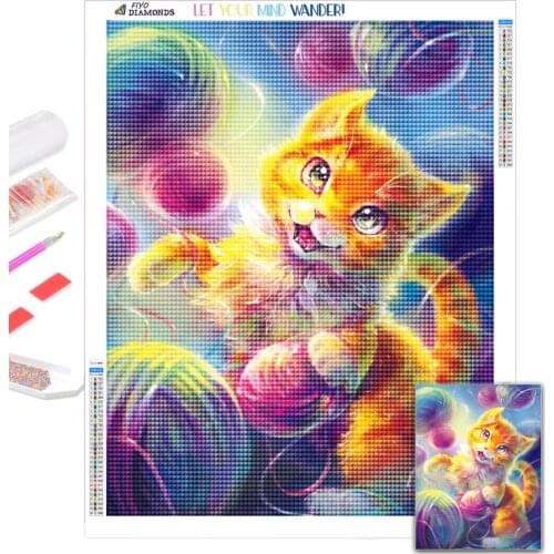 Diamond Mosaic Cat DIY Cross Stitch Set Diamond Painting Animal Picture Of Rhinestone Embroidery Wall Stickers Home Decoration