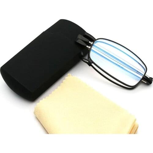 Anti Blue Rays,UV400 Utral Light Slim Stainless Steel Folding Reading Glasses, Foldable Telescope arms PD 62MM
