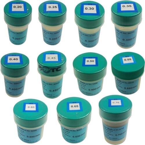 Lead Free 250K PMTC BGA Solder Ball 0.2 0.25 0.3 0.35 0.4 0.45 0.5 0.55 0.6 0.65mm Reballing Tin for IC Chip PCB Welding Rework