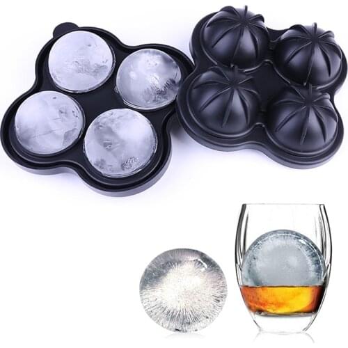 Large Ice Cube Maker Silicone Mold 4 Cell Big Sphere Ice Ball Ice Cube Tray Whiskey Wine Cocktail Party Bar Accessories