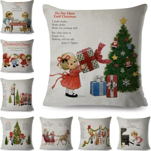 Merry Christmas Story Cushon Cover Decor Cartoon Fairy Tale Pillow Case for Children Room Sofa Home Linen Pillowcase 45x45cm