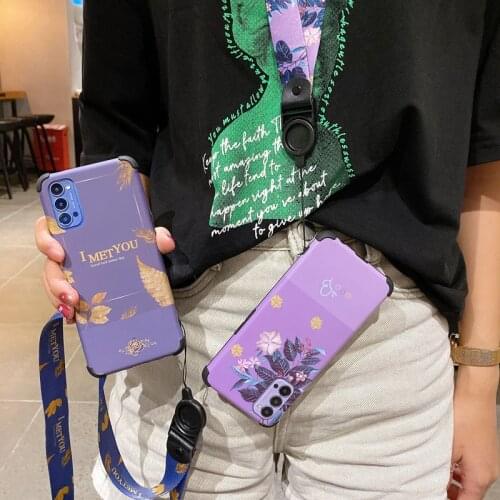 Flowers Leaf Neck Strap Lanyard Case For Samsung Galaxy A90 A80 A70 A50 A40S A30 A20 A10 M10 M30S M11 Note20+ Hard PC Hang Cover