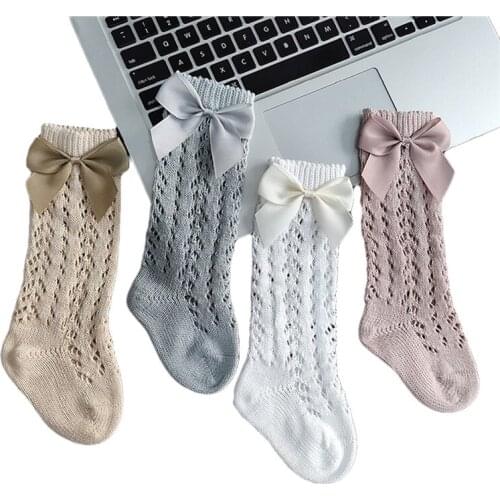 Children Socks For Girls Knitted Cotton Long Tube Socks Knee High Toddler Princess Socks Baby Summer Hollow Out Infant Socks
