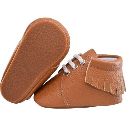 New kids Rubber Shoes lace-up Baby Moccasins Shoes pu Leather baby boys walking sneaker first walker boot