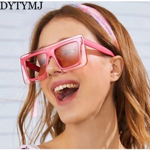 DYTYMJ Square Oversized Sunglasses Women Pink Sun Glasses for Women/Men Brand Designer Sunglasses Men Retro Lentes De Sol Mujer