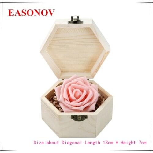 EASONOV Diagonal Length 13cm * Height 7cm Hexagonal wooden box small wooden storage box gift box