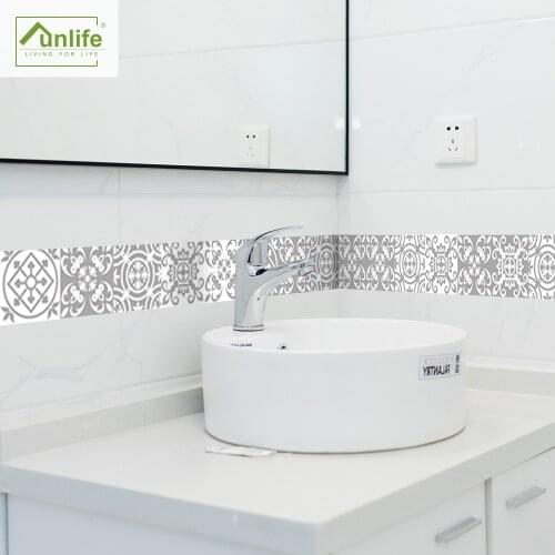 Funlife® Gray Moroccan Retro Wall Sticker Tile Sticker Waterproof Wall Border Self-Adhesive Kitchen Oil Proof Furniture Bathroom